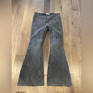 Free People Penny Pull On Kick Flare Bell Bottom Black Washed Jeans